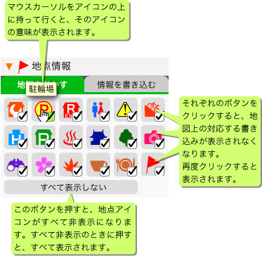 「地点情報」パレット説明図