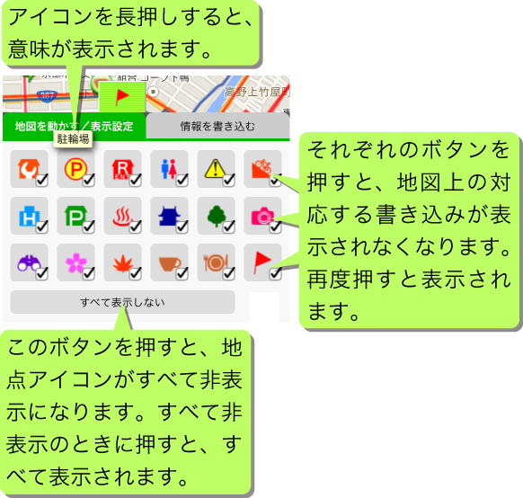 「地点情報」パレット説明図