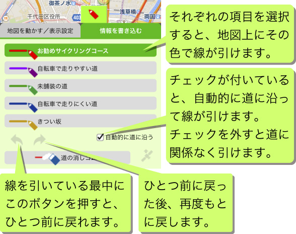 道を描くパレット説明図